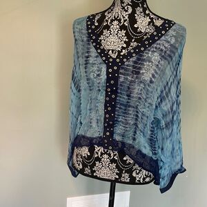 Michael Kors Tie Dye V-Neck Short Studded Caftan Cover-Up